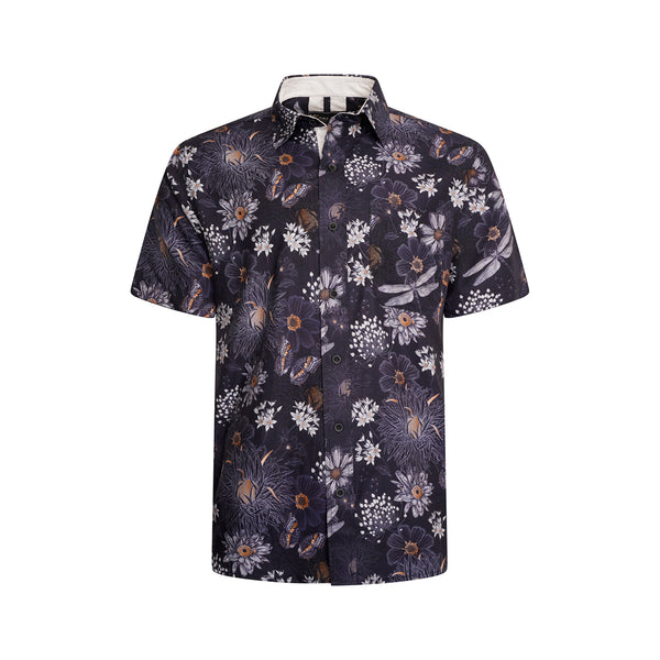 KAM Short Sleeve Dragonfly Print Shirt