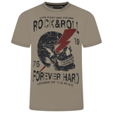 KAM Rock & Roll Skull Print T-Shirt