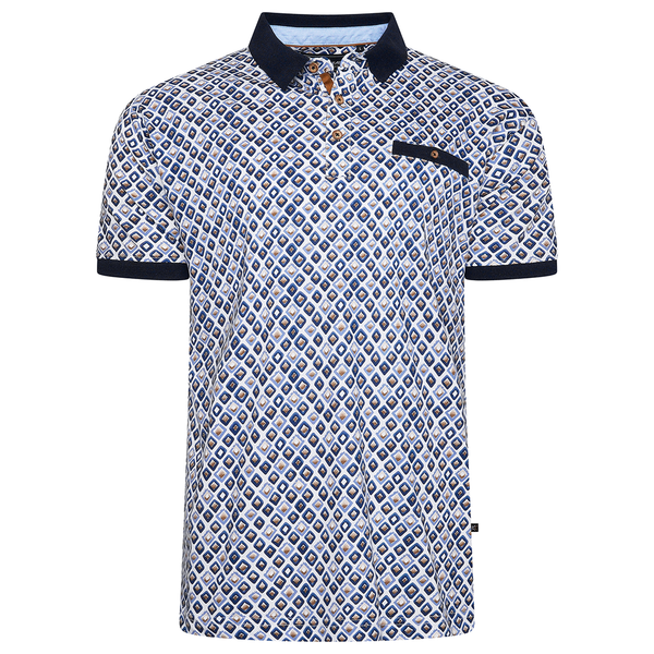 KAM Men's Diamond Print Polo Shirt
