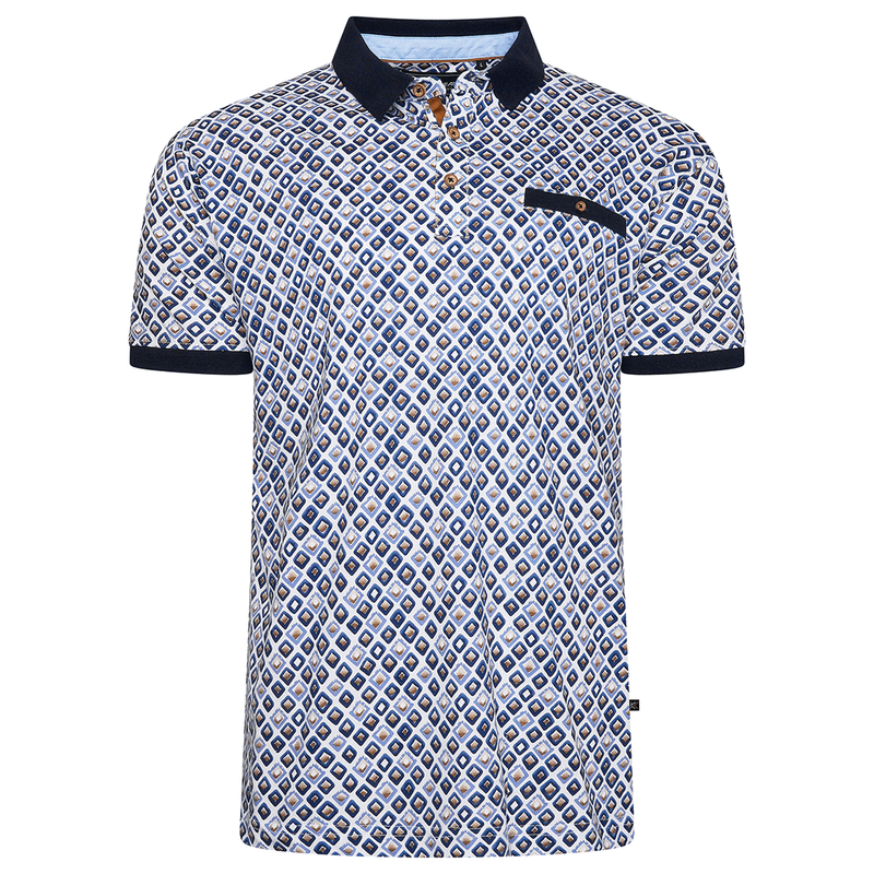 KAM Men's Diamond Print Polo Shirt