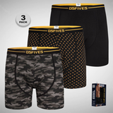 D555 Pack of 3 Cotton Stretch Printed Boxers