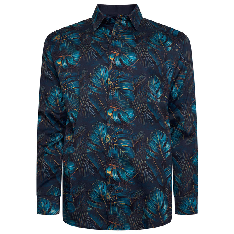 KAM Plant Print Long Sleeved Shirt
