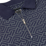 KAM Mens 1/4 Zip Printed Polo Shirt
