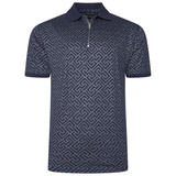 KAM Mens 1/4 Zip Printed Polo Shirt