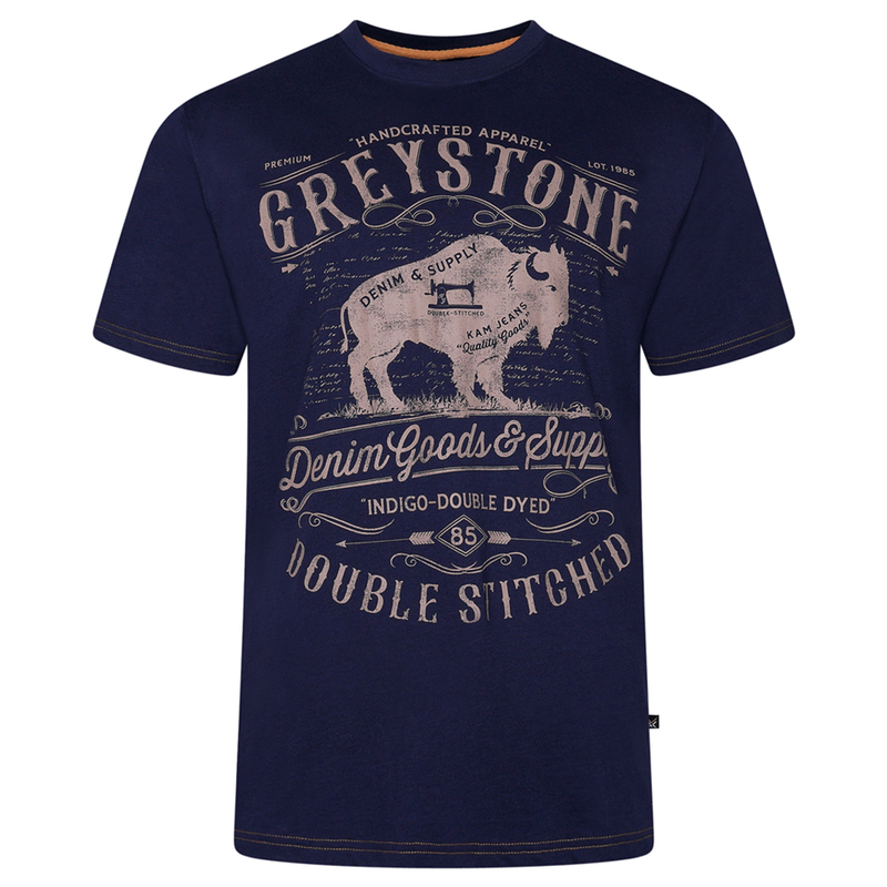 KAM Greystone Print T shirt