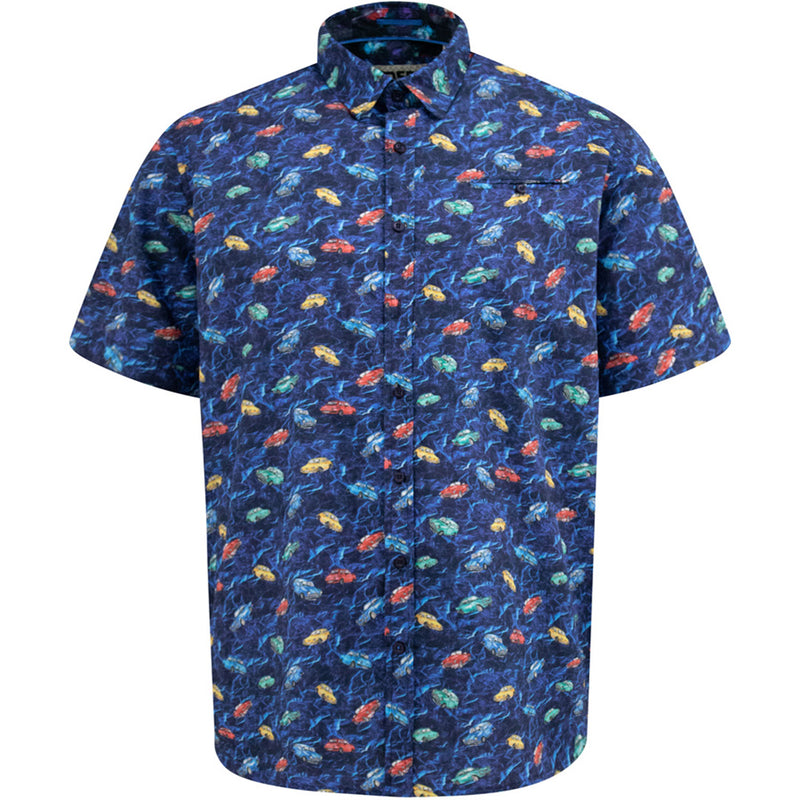 D555 Short Sleeve Vintage Car Print Shirt