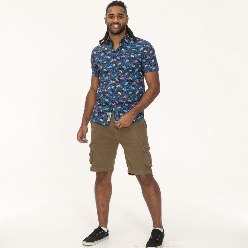 D555 Short Sleeve Vintage Car Print Shirt