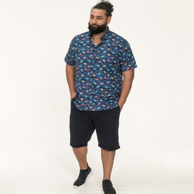 D555 Short Sleeve Vintage Car Print Shirt