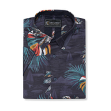 KAM Short Sleeve Acorn Palm Print Shirt
