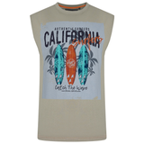 KAM California Surf Print Sleeveless Vest T Shirt