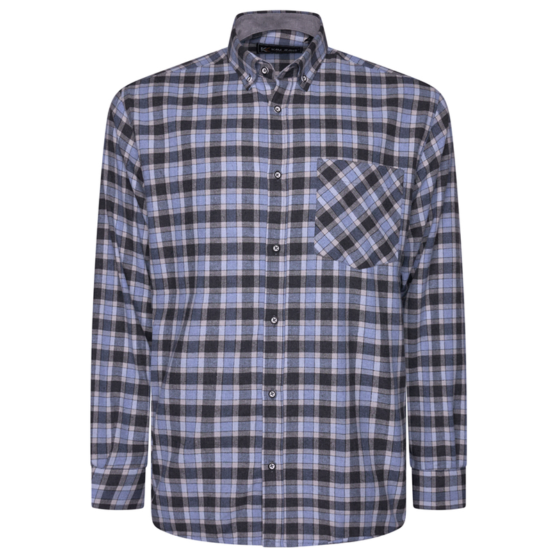 KAM Mens Long Sleeve Flannel Check Shirt
