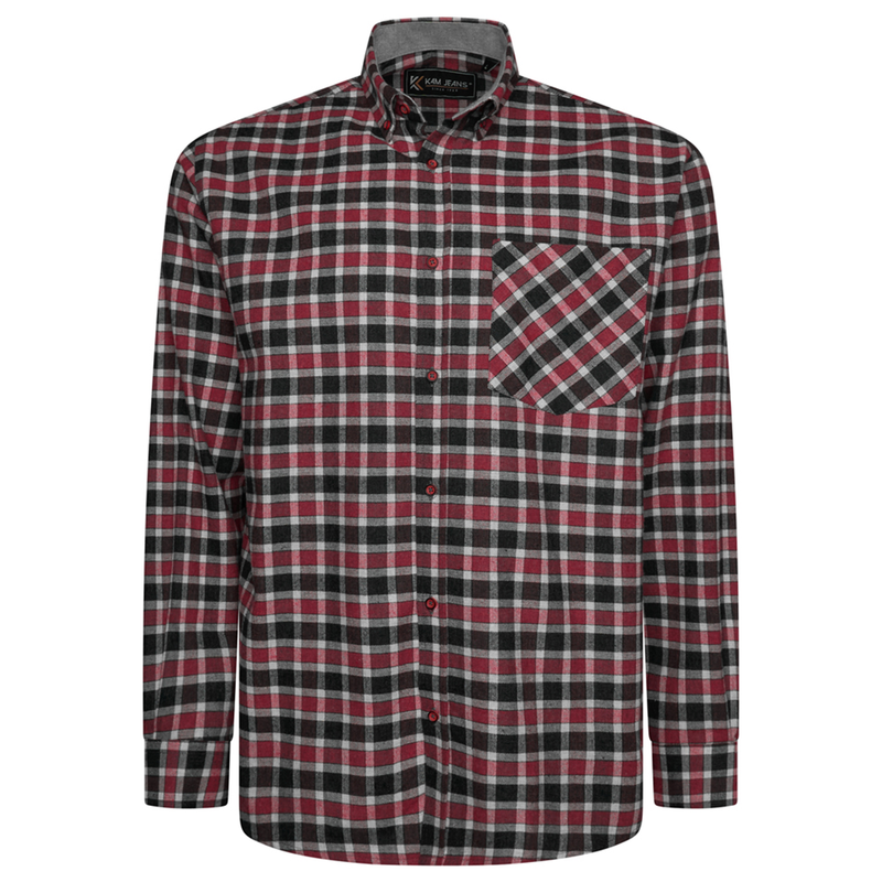 KAM Mens Long Sleeve Flannel Check Shirt