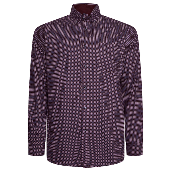 KAM Long Sleeve Geo Print Shirt