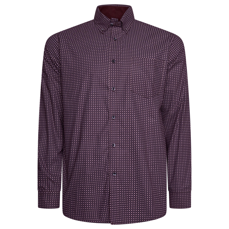 KAM Long Sleeve Geo Print Shirt