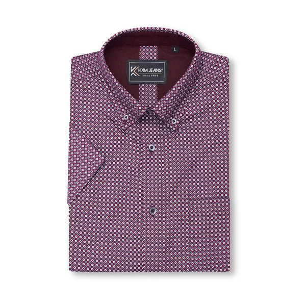 KAM Short Sleeve Geo Print Shirt