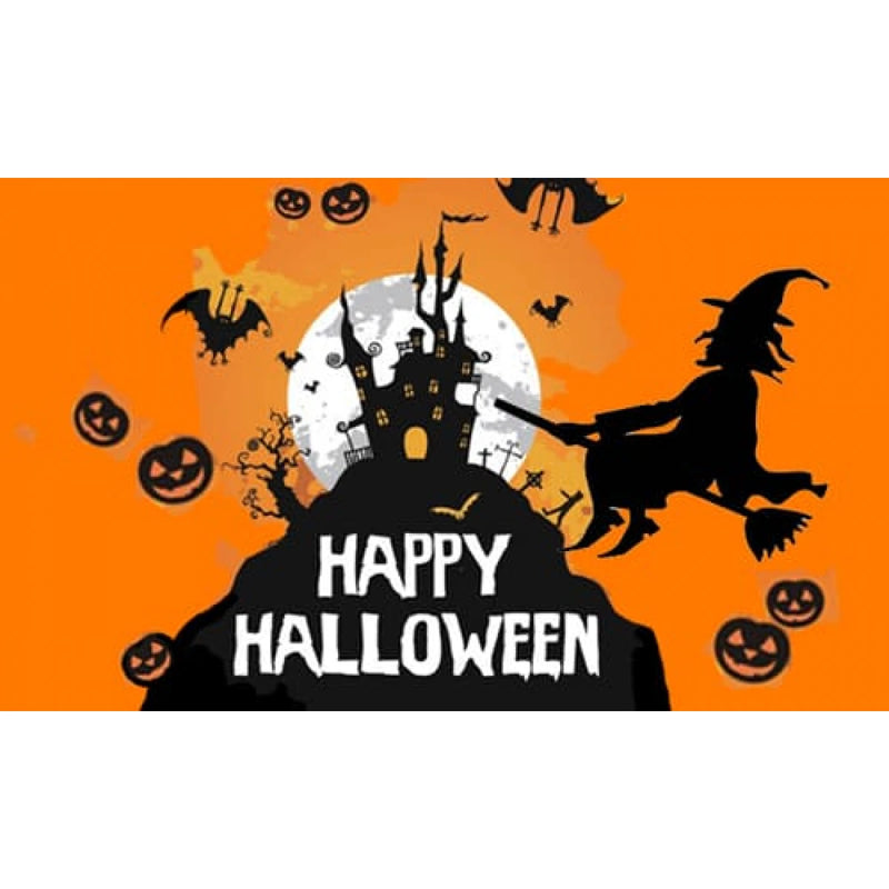 5ft x 3ft Halloween Witch & Pumpkins Flag