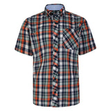 KAM Navy/Orange Casual Check Shirt
