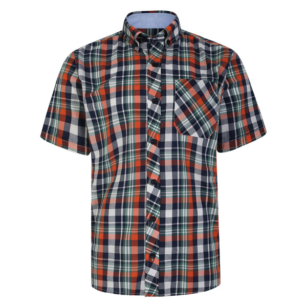 KAM Navy/Orange Casual Check Shirt
