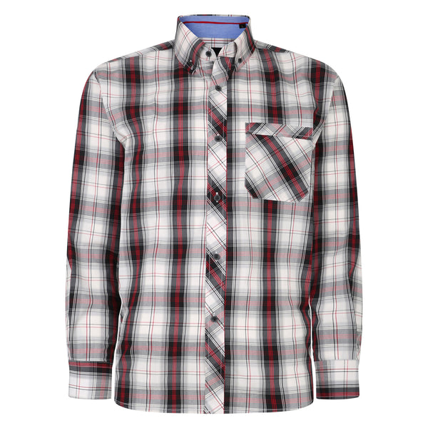 KAM Premium Long Sleeve Stretch Check Shirt