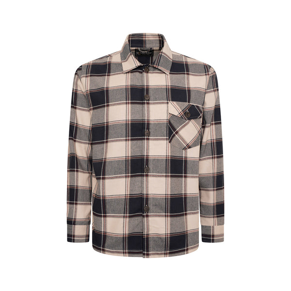 KAM Cotton Twill Check Overshirt