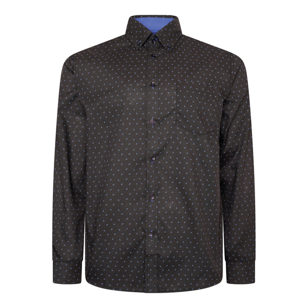 KAM Long Sleeve Dobby Print Shirt