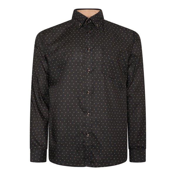 KAM Long Sleeve Dobby Print Shirt