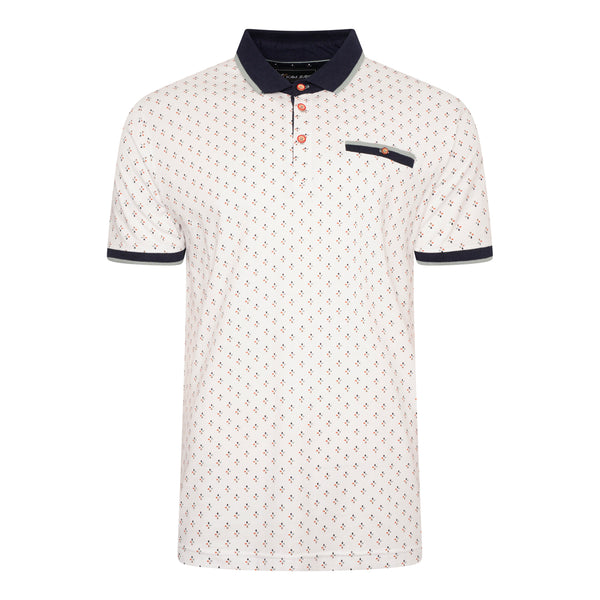 KAM Geo Print Jersey Polo Shirt