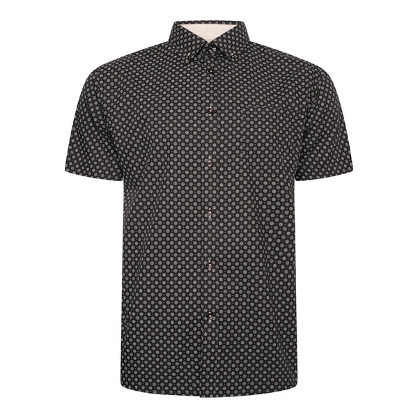 KAM Short Sleeve Geo Print Shirt