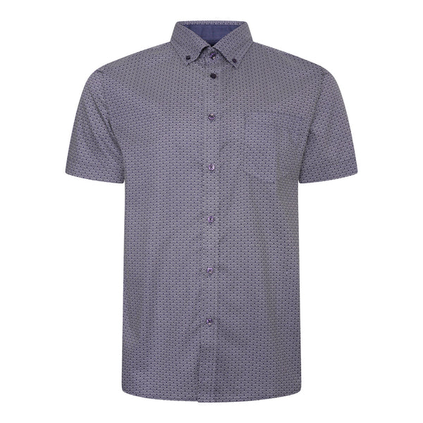 KAM Short Sleeve Geo Print Shirt