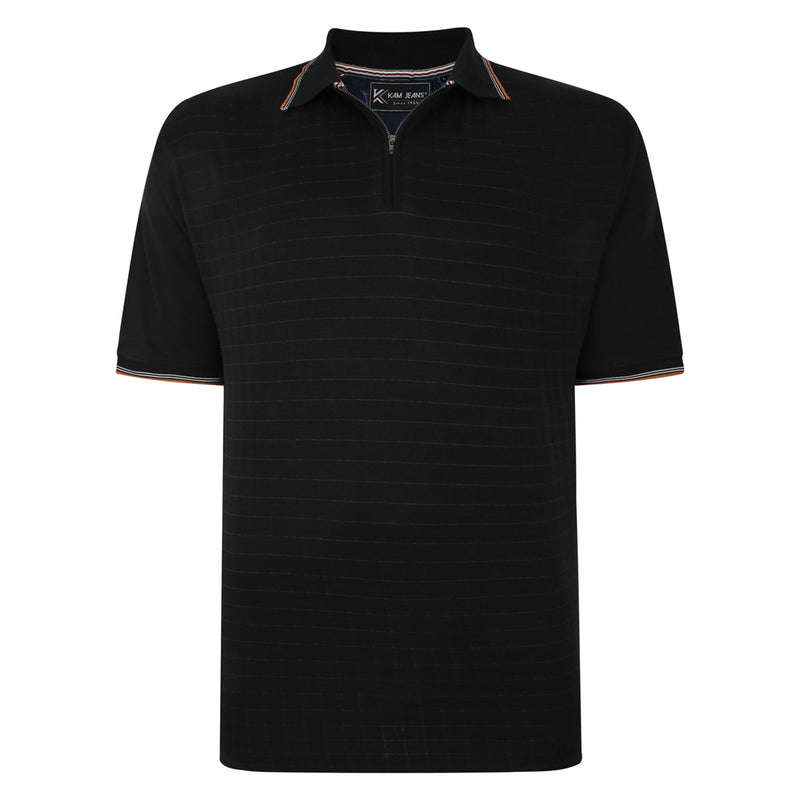 KAM 1/4 Zip Jersey Weave Pattern Polo Shirt