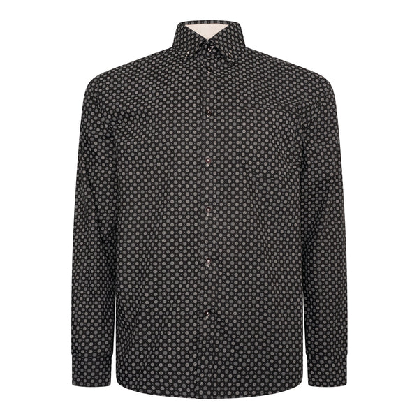 KAM Long Sleeve Geo Print Shirt