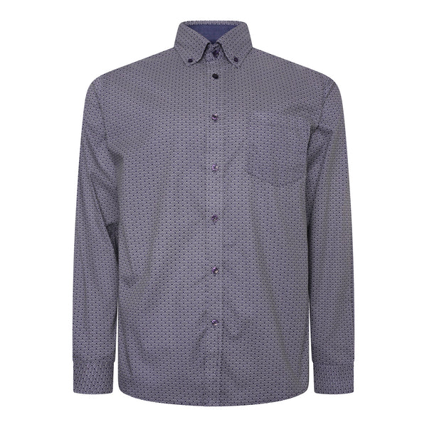 KAM Long Sleeve Geo Print Shirt