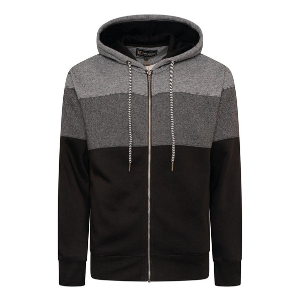 KAM Zip Up Marl Striped Hoodie