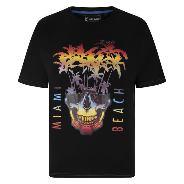 KAM Miami Beach Skull Print T-shirt