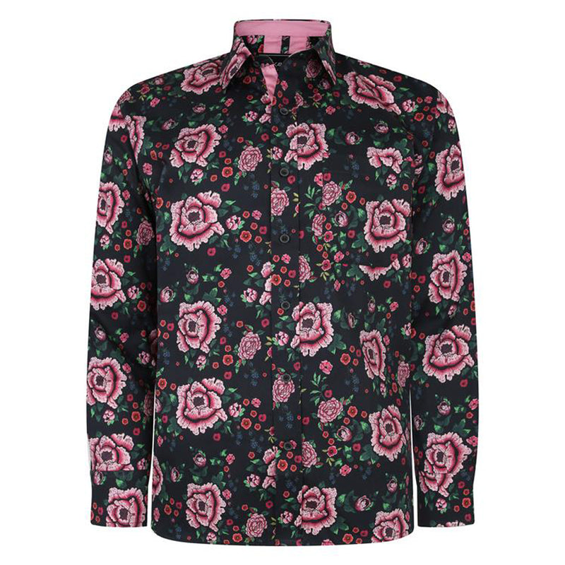 KAM Rose Print Long Sleeve Shirt