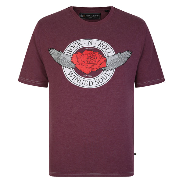 KAM Rock & Roll Rose Printed T-Shirt