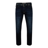 KAM Tall Fit Belted Stretch Jeans