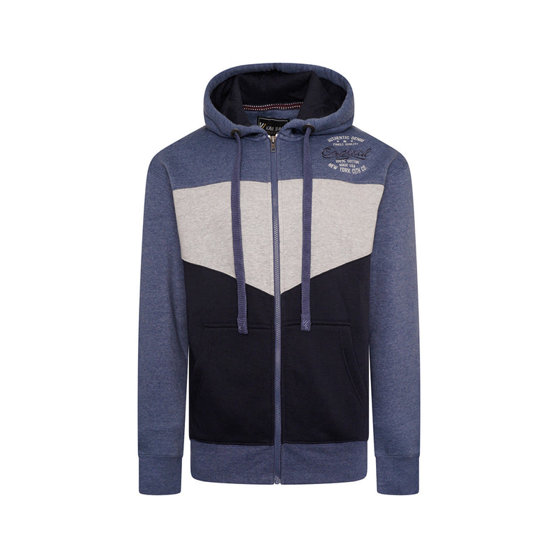 KAM Panelled Zip Up Hoodie