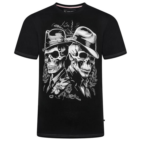 KAM Twin Skull Print T Shirt