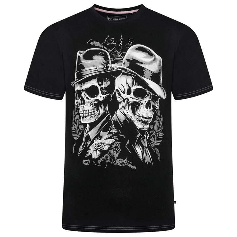 KAM Twin Skull Print T Shirt