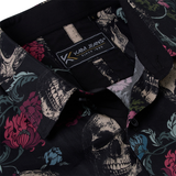 KAM Floral Skull Heads Print Collared Button Down Shirt