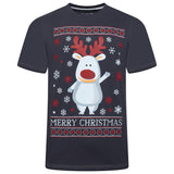 KAM Christmas Print Reindeer Short Sleeve T-Shirt