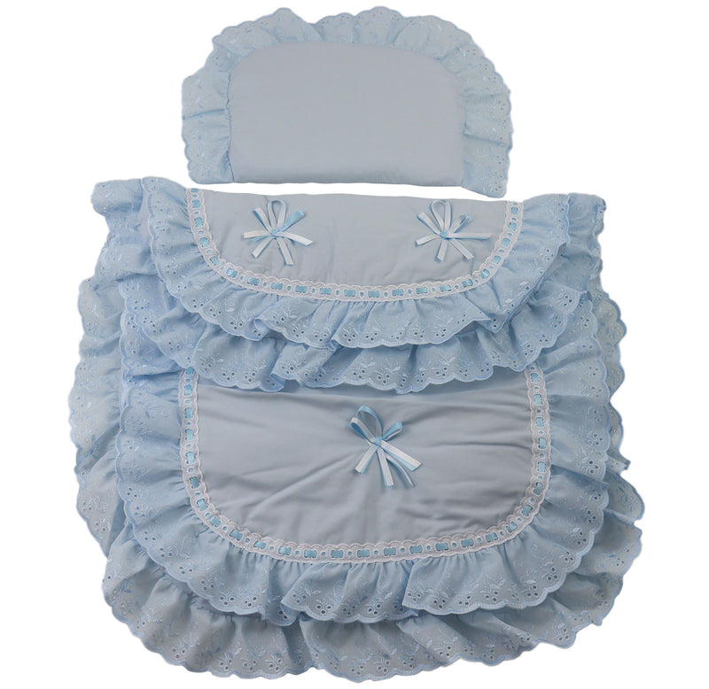 Triple Bow Quilted Pram Set