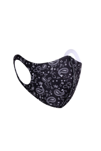 Black Paisley Polyester Breathable Face Mask