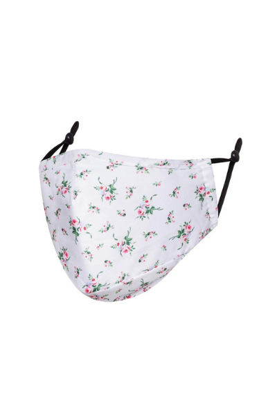 White Floral Polycotton Breathable Face Mask