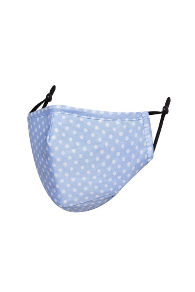 Blue and White Dotted Polycotton Breathable Face Mask
