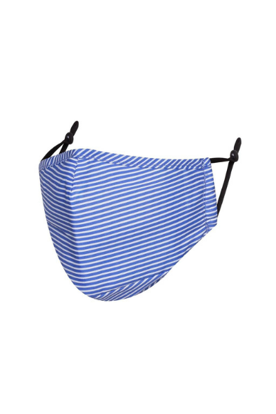 Blue and White Striped Polycotton Breathable Face Mask