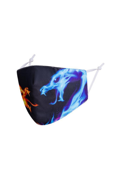 Red and Blue Flame Polycotton Breathable Face Mask