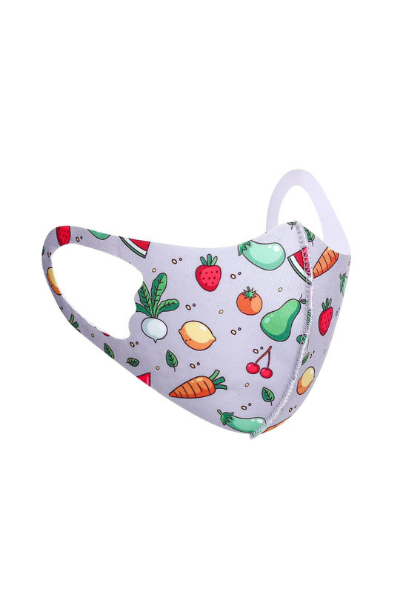 Grey Fruit and Vegetable Design Children's Polyester Breathable Face Mask