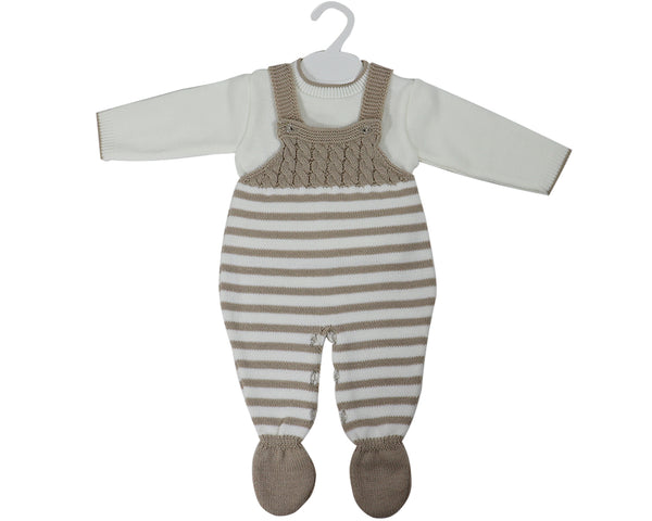 Baby Knitted Striped Dungaree Outfit